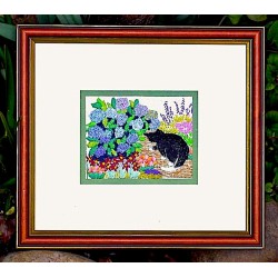 Cat by the Hydrangea