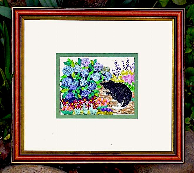 Cat by the Hydrangea