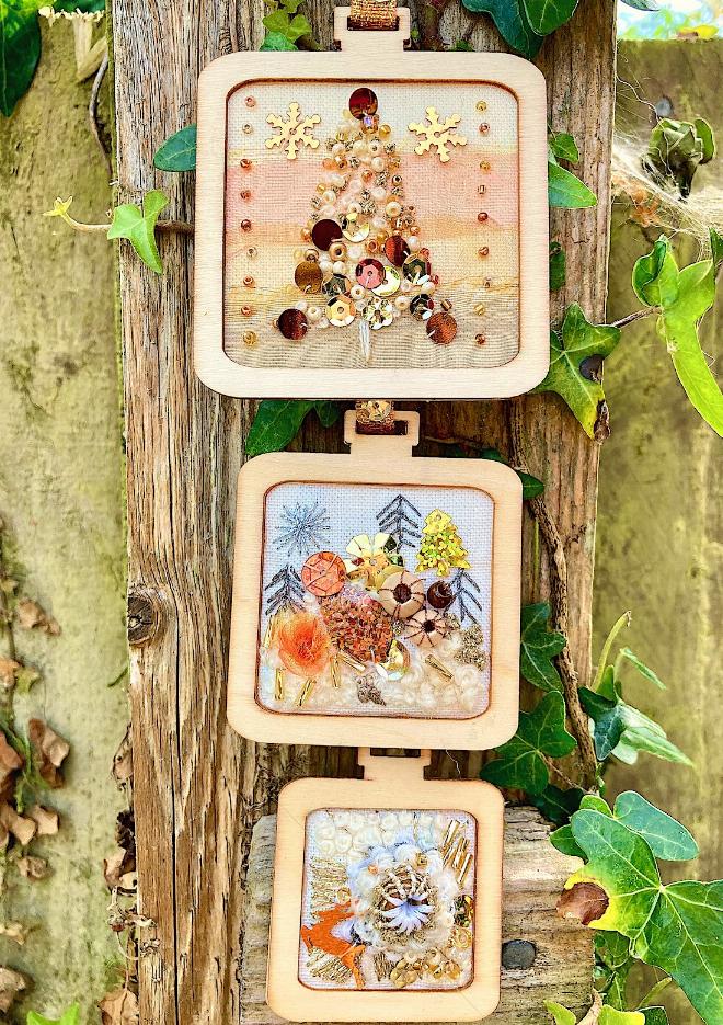 Trio of Christmas Baubles - Square