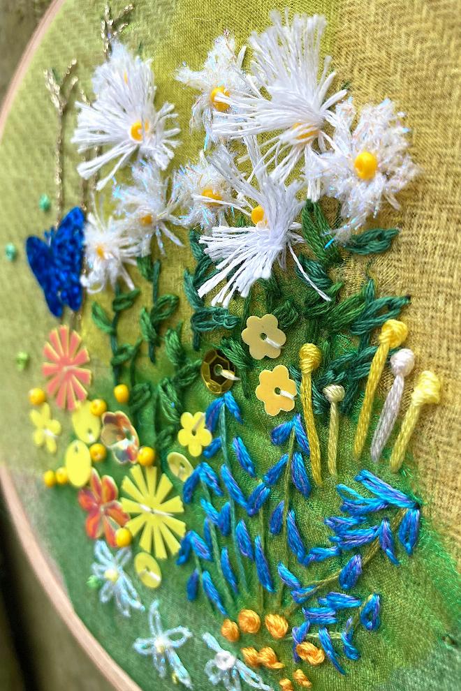 Daisies and Penstemons