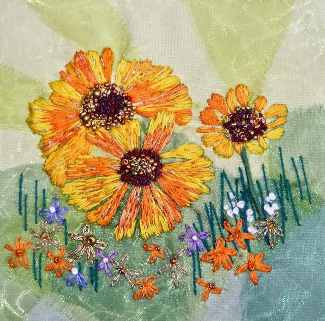 Heleniums and Geums