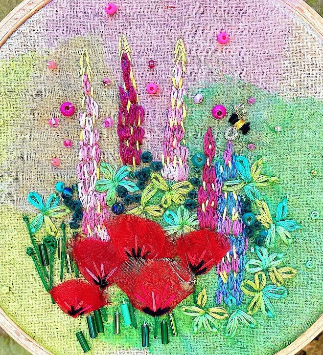 Lupins and Oriental Poppies