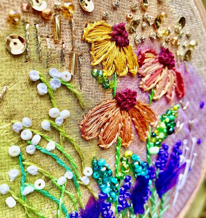 Salvia and Heleniums